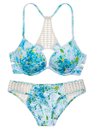 Victoria's secret раздельный купальник swim set bikini top bottom blue bombshell