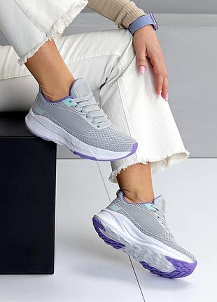 Красиві кросівки на дівчину сірого кольору, текстильні кроси комфортний спортивний варіант, для прог