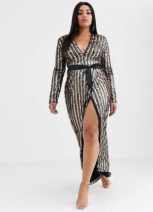 Роскошное платье макси декорированное пакетиками