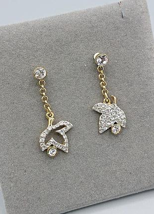 Оригінальні сережки листочки swarovski