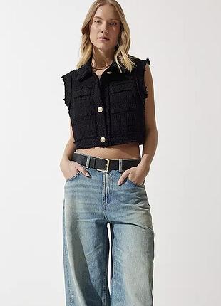 Zara твідова жилетка з золотими ґудзиками
