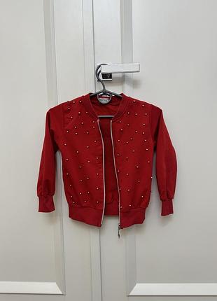 Червоний светрик з бісером 3