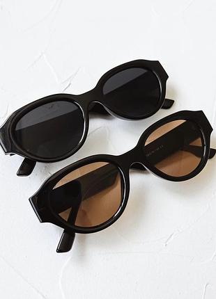 Очки овальные прямоугольные солнечные ретро солнцезащитные женские черные бежевые коричневые от солнца очки круглые