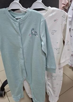 Новые хлопковые человечки с закрытыми ножками для детей 74 размер 9-12 мес. ovs