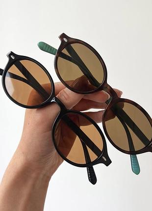 Очки овальные солнечные ретро винтаж солнцезащитные женские черные бежевые коричневые леопардовые от солнца очки
