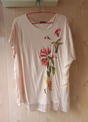 Невероятно красивая стильная футболка 2xl вышитая бисером вискоза 100%