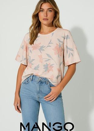 Летняя комбинированная блуза mango вискоза