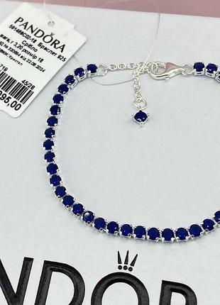 Серебряный браслет пандора pandora синий теннисного дизайна оригинал\серебро 925