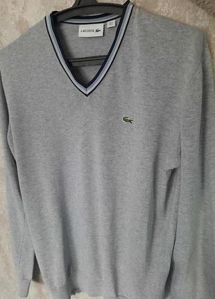 Серый мужской свитер lacoste оригинальная мужская кофта lacoste размер l.