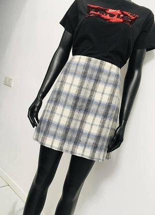 Юбка в клетку с добавлением шерсти от marks & spencer хл