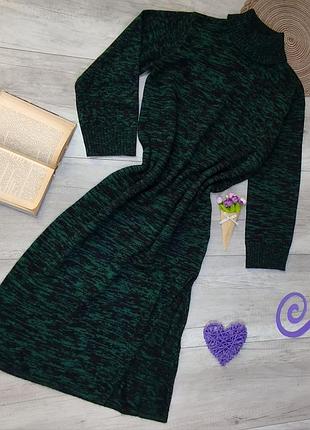 Женское платье violet  romance вязаное c длинным рукавом зелёное размер l (48)