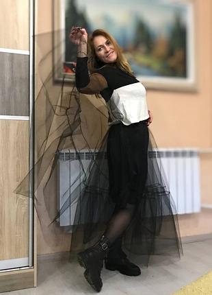 Новая фатиновая юбка черная, пышная, универсальный размер