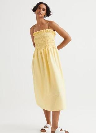 Хлопковый желтый сарафан на бретелях h&amp;m