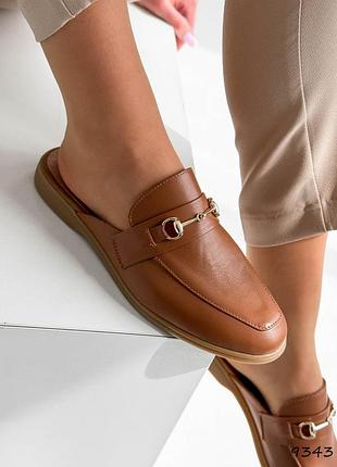 Распродажа натуральные кожаные мюли - сабо цвета карамель 38р.