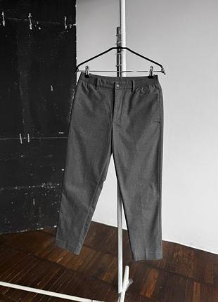 Uniqlo mens gray cotton solid trousers pants comfort pockets чоловічі, сірі брюки, штани