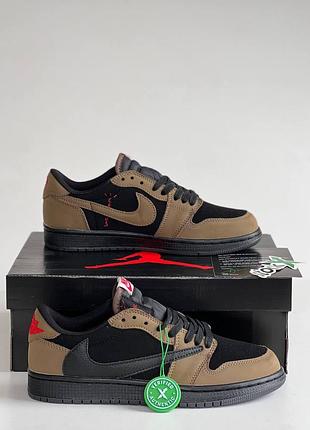 Кроссовки мужские nike air jordan 1 low x travis scott brown black