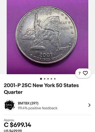 Монета перевернута quarter dollar