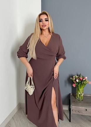 Женское платье миди с разрезом по ножке ❤️‍🔥