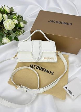 Шкіряна біла міні сумка jacquemus mini white