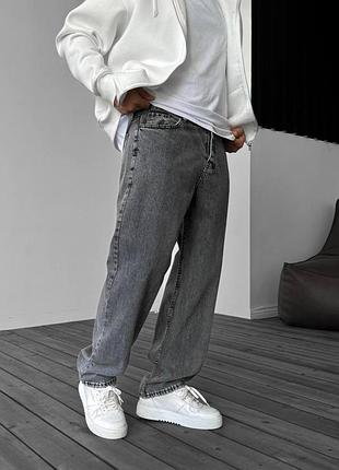 Стильні широкі джинси baggy у світло-сірому кольорі