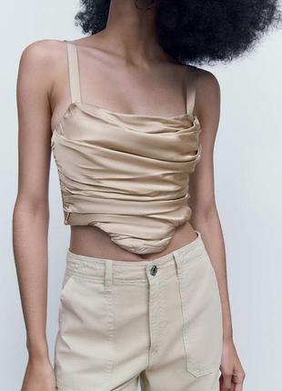 Атласный корсет zara (нюанс)