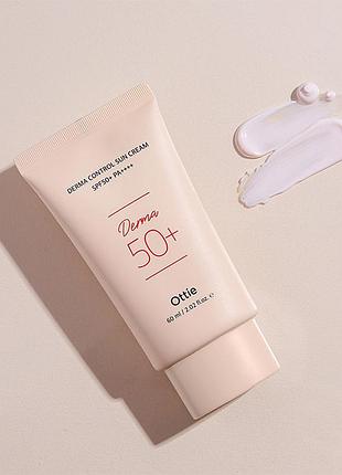 Солнцезащитный крем для лица ottie derma control sun cream spf50+ pa++++ на физическом фильтре