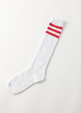 Гольфи білі з червоними смужками 3084 на дівчинку аніме стиль спорт смуги згори червоні