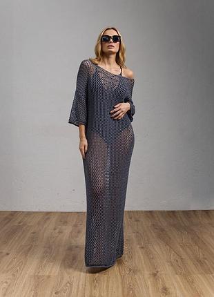 В’язана пляжна сукня сітка з преміальної пряжі