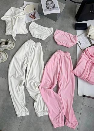 Велюровий плюш трійка 🌿🍭 велюровий костюм трійка з топом