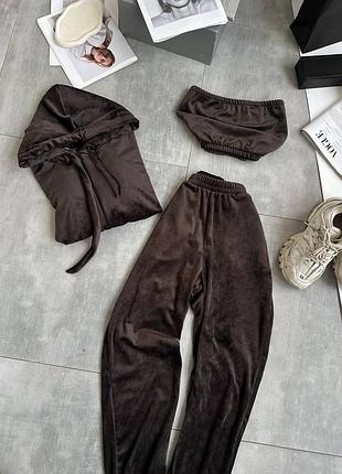 Велюровий костюм трійка з топом