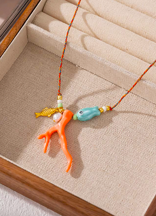 Новая подвеска, морская, рыбка, коралл, чокер на шею летний аксессуар