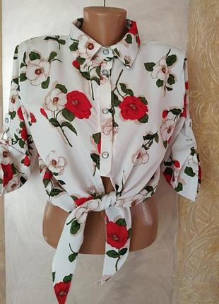Ліквідаційний розпродаж 🤑 стильна блуза сорочка топ з зав'язкою 3 принта made in italy