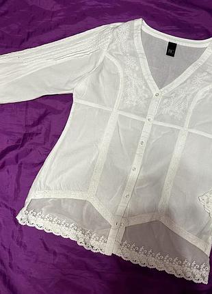 Рубашка-кофтинка літня жіноча з мереживом, тканина натуральна 100 % котон 46 український розмір