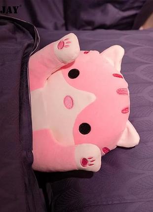 Мягкая детская игрушка кот батон 70 см, розовый / плюшевая игрушка подушка длинный котенок7 фото