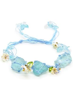 🔺🩵✨браслет фенечка натуральный камень аквамарин