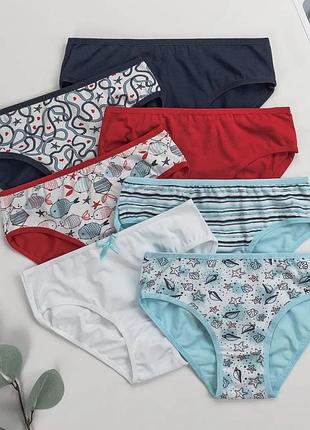 Набор подростковых трусиков-недельинок для девочек (7 шт) море