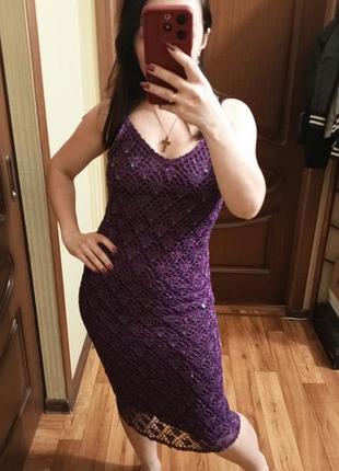 Фіолетова пляжна жіноча сукня міді