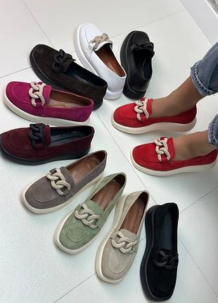 Женские лоферы натуральная замша/кожа, туфли, мокасины, балетки 62900