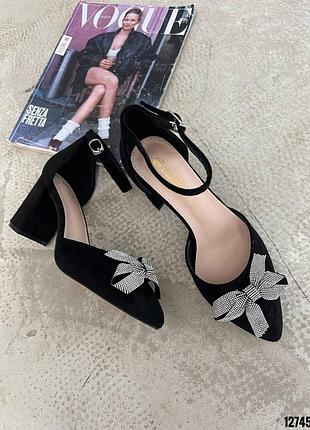 Накладной платеж ❤ праздничные туфли на широком каблуке лодочки лодочки с ремешком и бантом стразы замшевые