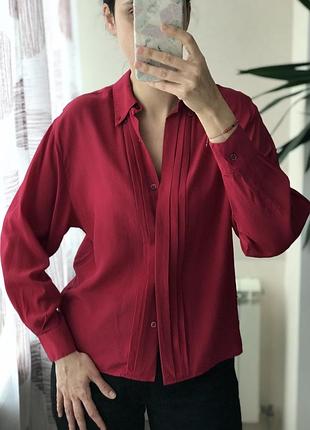 Шовкова червона сорочка блуза max mara uk 12 it 42