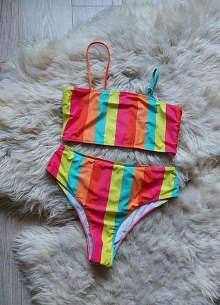 ❤️🌟💜 суперкий яркий купальник в красивую полоску