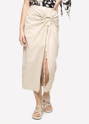 Летняя юбка с разрезом на ножке бохо h&m zara mango