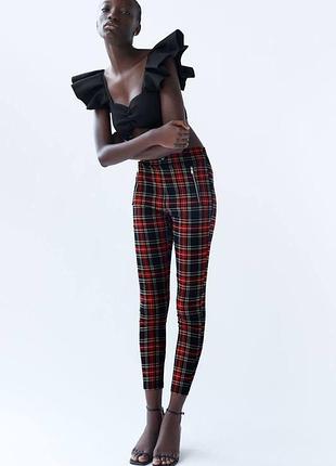 Леггинсы в клетку zara xs #3123