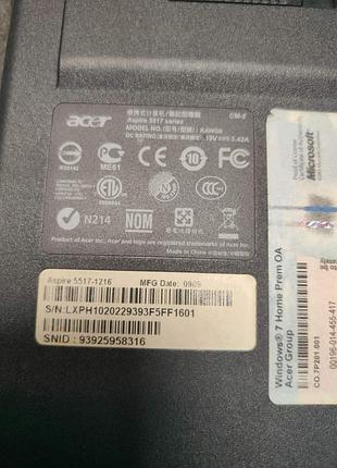 Шлейф acer aspire 5517-1216 dc020000y00