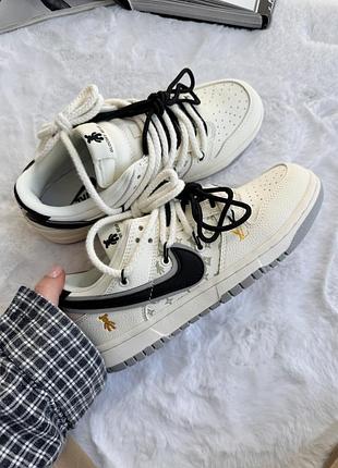 Кроссовки женские мужские nike sb x louis vuitton x glommy bear white black