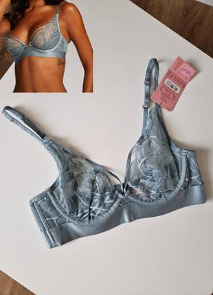 Бюст бирюзовый кружевной без косточки с мягкой чашкой hunkemoller 70b 80b