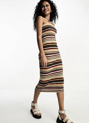 Женское облегающее платье сарафан с открытыми плечами bershka s (40-42)