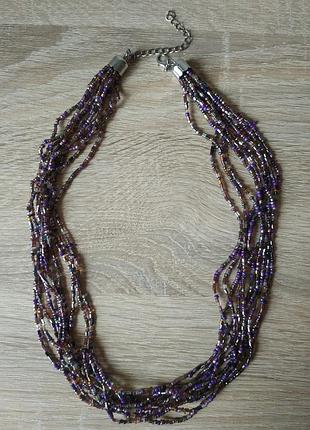 Кольє, намисто, буси з бісеру темно-фіолетового кольору