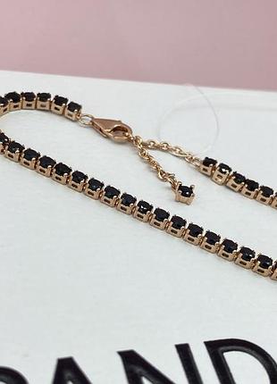 Браслет в позолоте rose пандора pandora черный теннисный оригинал\серебро 9255 фото