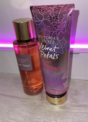 Парфюмированный набор victoria’s secret 2в1 velvet petals💗мост парфюма + лосьон для тела